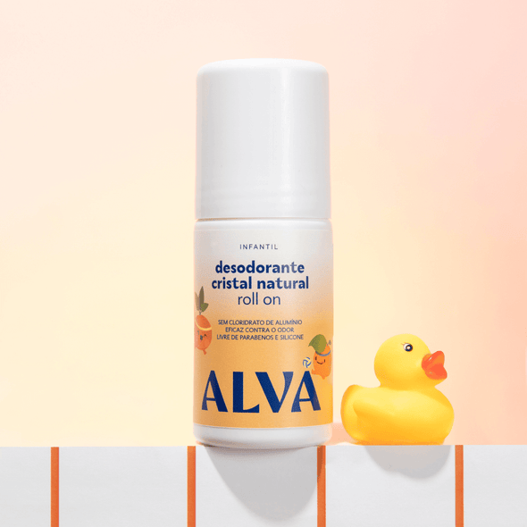 Kit Desodorante e Refil Infantil Roll On Cristal Natural Laranja Doce e Baunilha - Alva