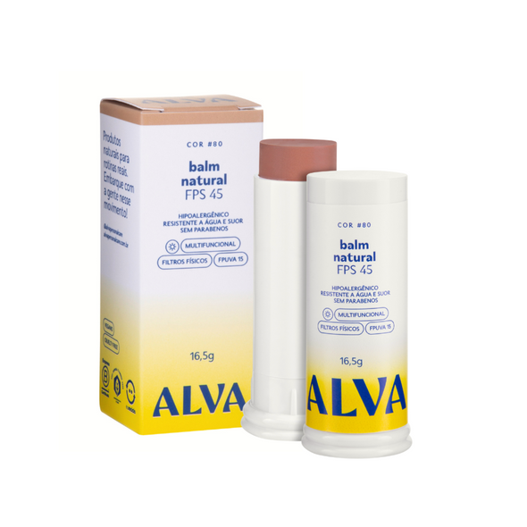 Balm Natural Multifuncional FPS 45 com Cor 80 - Alva