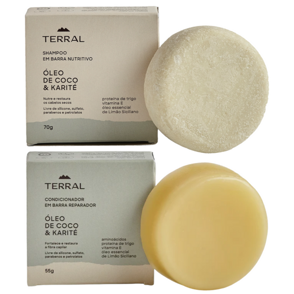 Kit Shampoo e Condicionador em Barra Cabelos Secos e Ressecados - Terral Natural