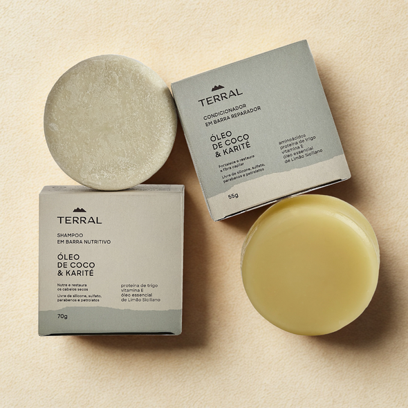 Kit Shampoo e Condicionador em Barra Cabelos Secos e Ressecados - Terral Natural