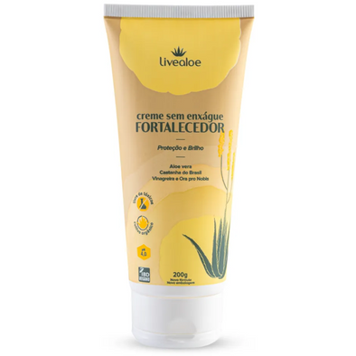 Creme de Pentear Sem Enxágue Fortalecedor Aloe Vera (Proteção e Brilho) - Livealoe