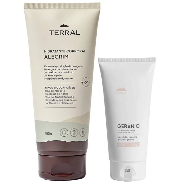 Hidratante Corporal de Alecrim + Hidratante Facial de Gerânio (Combo Pele Ressecada)