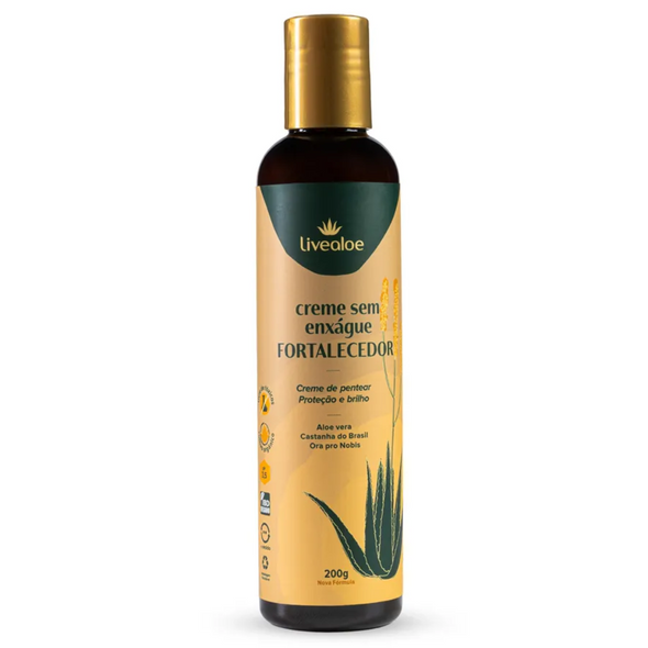 Creme de Pentear Sem Enxágue Fortalecedor Aloe Vera (Proteção e Brilho) - Livealoe