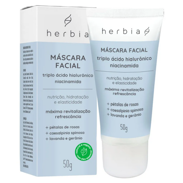 Máscara Facial Triplo Ácido Hialurônico e Niacinamida - Herbia