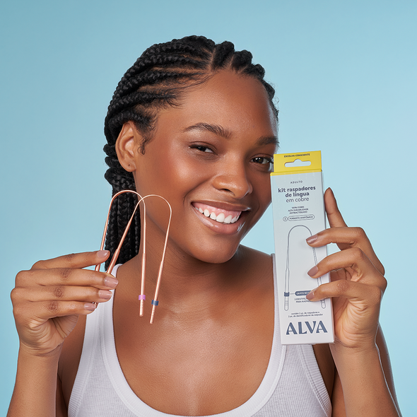 Kit 2 Raspadores de Língua em Cobre com Identificadores - Alva