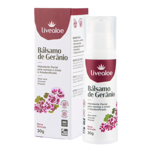 Bálsamo Hidratante Facial Natural de Gerânio - Livealoe