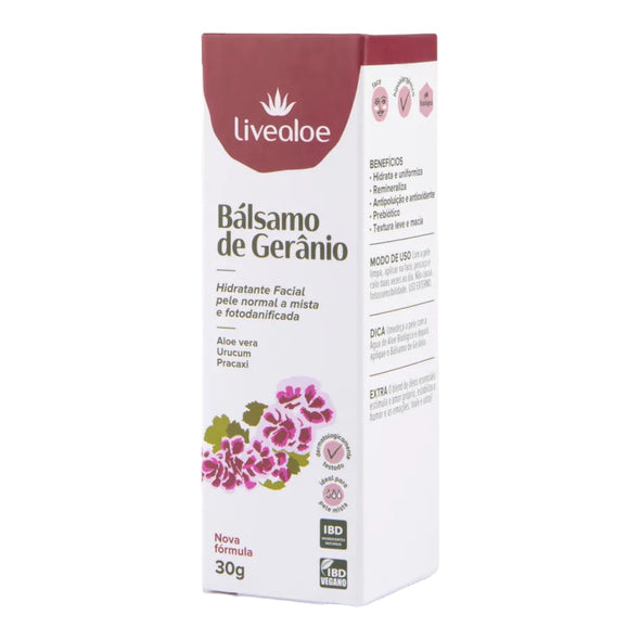 Bálsamo Hidratante Facial Natural de Gerânio - Livealoe