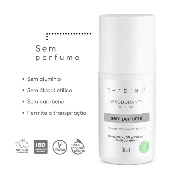 Desodorante Natural Neutro Sem Aroma Roll-On - Herbia