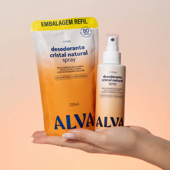 Kit Desodorante e Refil Spray Cristal Natural Citrus - Alva