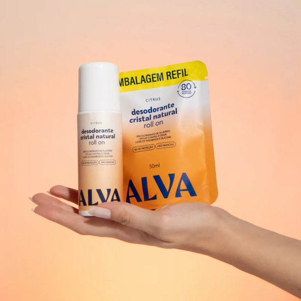 Kit Desodorante e Refil Roll On Cristal Natural Citrus - Alva