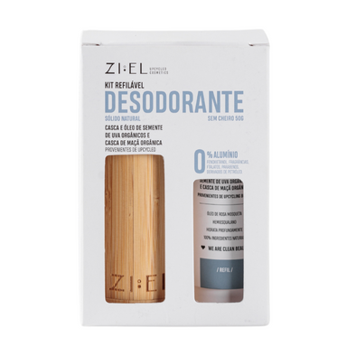 Kit Desodorante Sólido Natural Sem Cheiro com Case de Bambu - Ziel