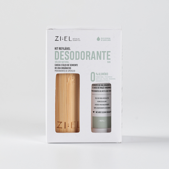 Kit Desodorante Sólido Natural Capim Limão com Case de Bambu - Ziel