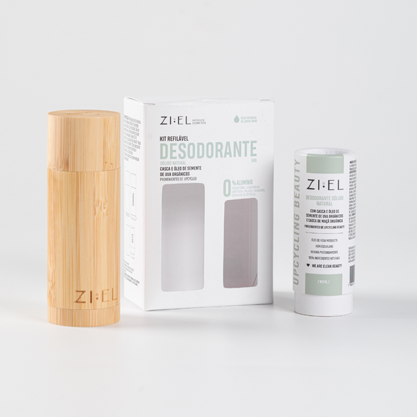 Kit Desodorante Sólido Natural Capim Limão com Case de Bambu - Ziel