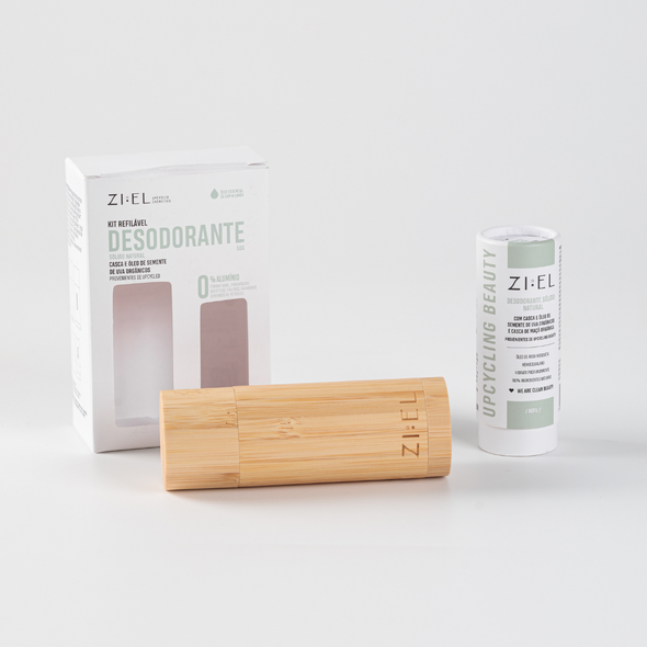 Kit Desodorante Sólido Natural Capim Limão com Case de Bambu - Ziel