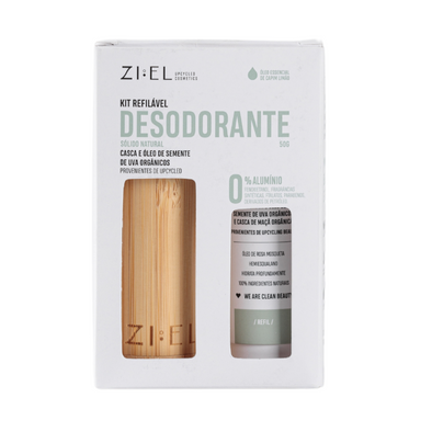 Kit Desodorante Sólido Natural Capim Limão com Case de Bambu - Ziel