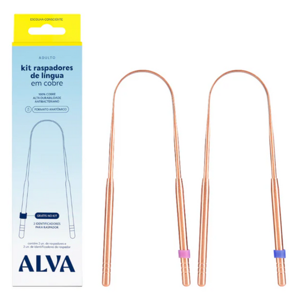 Kit 2 Raspadores de Língua em Cobre com Identificadores - Alva