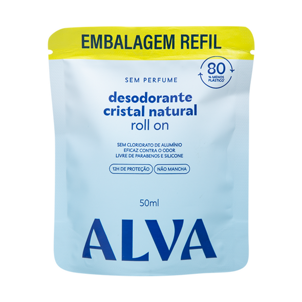 Refil Desodorante Roll On Cristal Natural Sem Perfume - Alva