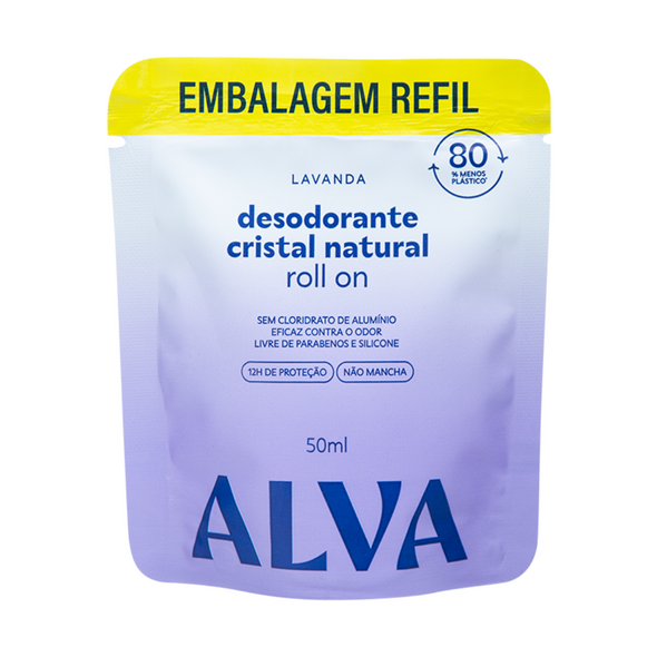 Refil Desodorante Roll On Cristal Natural Lavanda - Alva