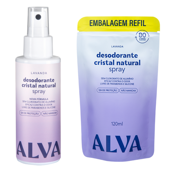 Kit Desodorante e Refil Spray Cristal Natural Lavanda - Alva
