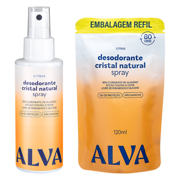 Kit Desodorante e Refil Spray Cristal Natural Citrus - Alva