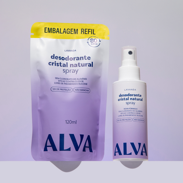 Kit Desodorante e Refil Spray Cristal Natural Lavanda - Alva