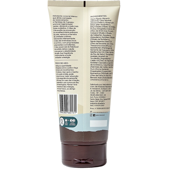 Hidratante Natural Corporal de Patchouli Dark & Chia - Terral Natural