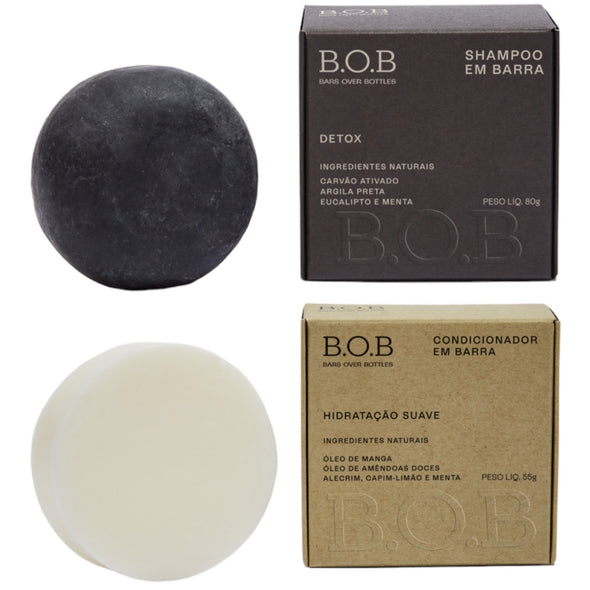 Kit Shampoo Detox e Condicionador Hidratação Suave (Oleosos a Equilibrados) - B.O.B