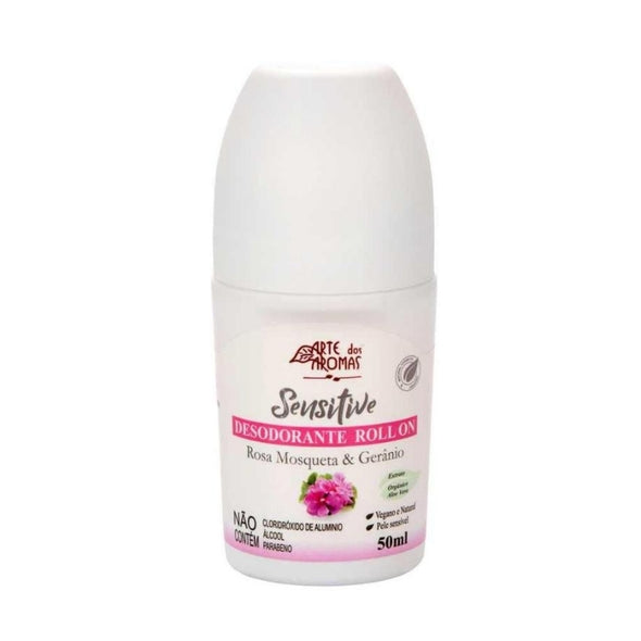 Desodorante Roll On Natural Vegano Rosa Mosqueta e Gerânio  Arte dos Aromas