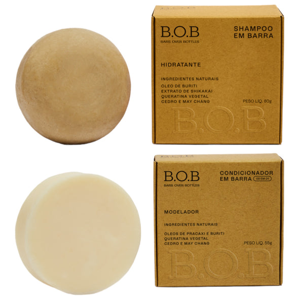 Kit Shampoo Hidratante e Condicionador Modelador (Crespos e Cacheados) - B.O.B